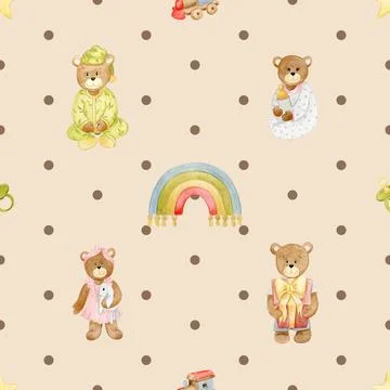 Seamless repeating pattern with cute bears Stock Illustration
