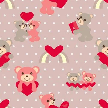 Seamless repeating pattern with cute bears Stock Illustration