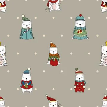 Seamless repeating pattern with cute bears Stock Illustration