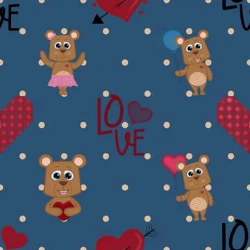 Seamless repeating pattern with cute bears Illustrazione stock