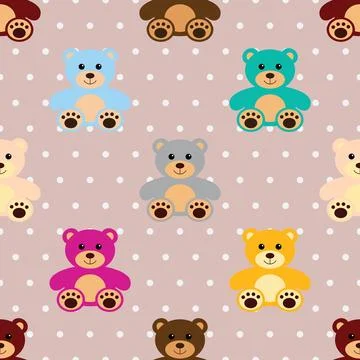 Seamless repeating pattern with cute bears Stock Illustration
