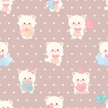 Seamless repeating pattern with cute bears Stock Illustration