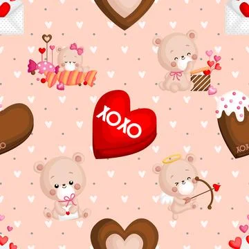 Seamless repeating pattern with cute bears Stock Illustration