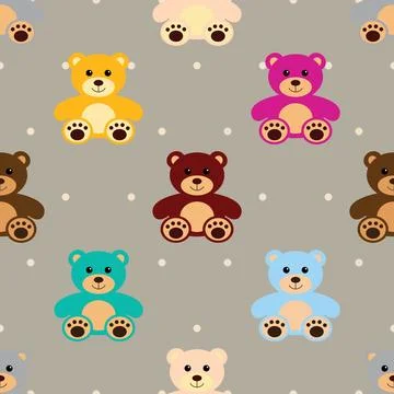 Seamless repeating pattern with cute bears Illustrazione stock