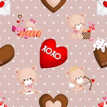Seamless repeating pattern with cute bears Stock Illustration