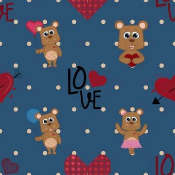 Seamless repeating pattern with cute bears Stock Illustration