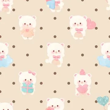 Seamless repeating pattern with cute bears Stock Illustration