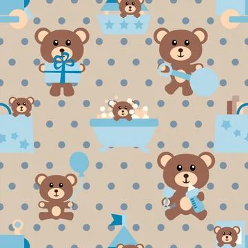 Seamless repeating pattern with cute bears Stock Illustration