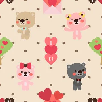 Seamless repeating pattern with cute bears Stock Illustration