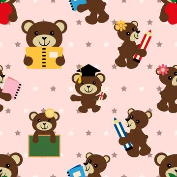 Seamless repeating pattern with cute bears Stock Illustration