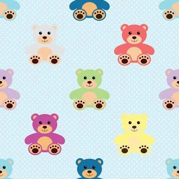 Seamless repeating pattern with cute bears Stock Illustration