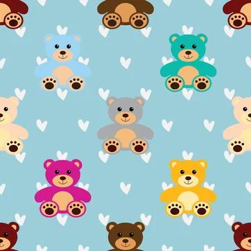 Seamless repeating pattern with cute bears Stock Illustration