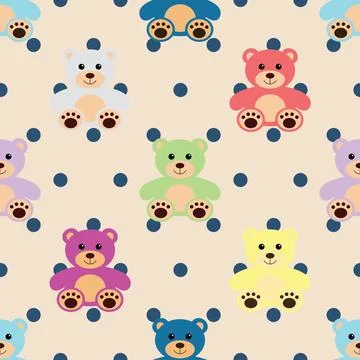 Seamless repeating pattern with cute bears Stock Illustration