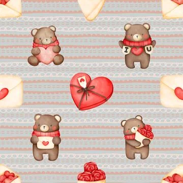 Seamless repeating pattern with cute bears Stock Illustration
