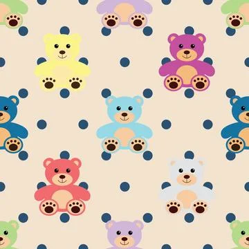 Seamless repeating pattern with cute bears Illustrazione stock