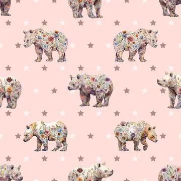 Seamless repeating pattern with cute bears Stock Illustration