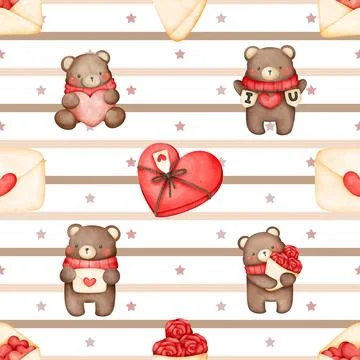 Seamless repeating pattern with cute bears Stock Illustration