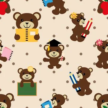 Seamless repeating pattern with cute bears Stock Illustration