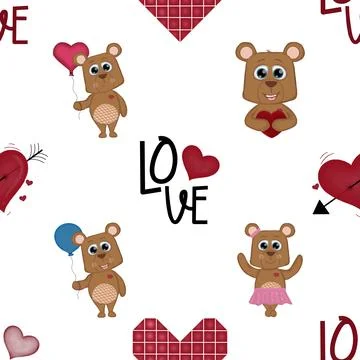 Seamless repeating pattern with cute bears Stock Illustration