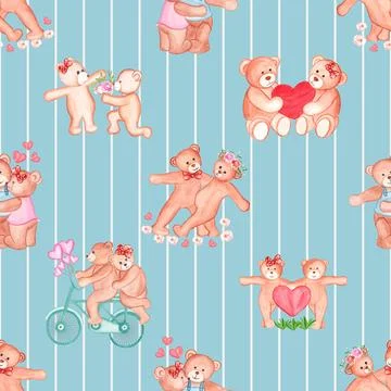 Seamless repeating pattern with cute bears Stock Illustration