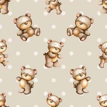 Seamless repeating pattern with cute bears Stock Illustration