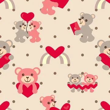 Seamless repeating pattern with cute bears Illustrazione stock