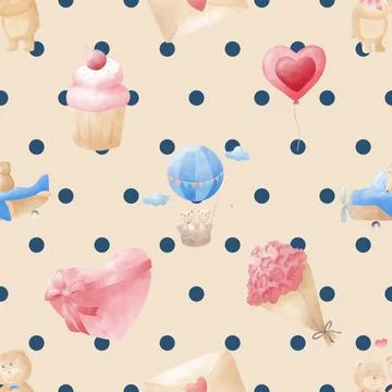Seamless repeating pattern with cute bears Stock Illustration