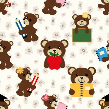 Seamless repeating pattern with cute bears Stock Illustration