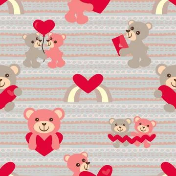 Seamless repeating pattern with cute bears Illustrazione stock