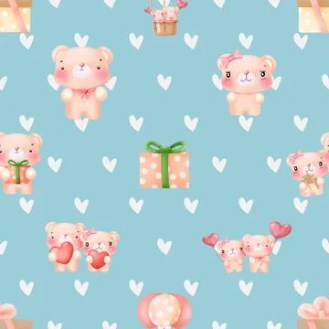 Seamless repeating pattern with cute bears Stock Illustration