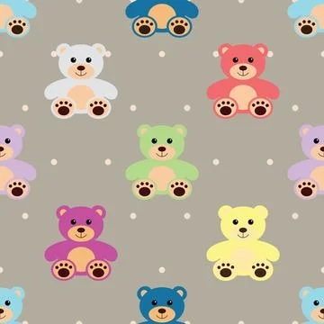 Seamless repeating pattern with cute bears Stock Illustration