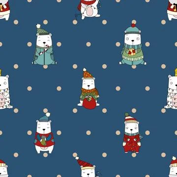 Seamless repeating pattern with cute bears Illustrazione stock