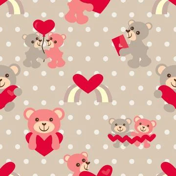 Seamless repeating pattern with cute bears Stock Illustration
