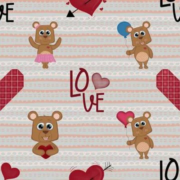Seamless repeating pattern with cute bears Stock Illustration