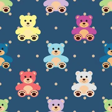Seamless repeating pattern with cute bears Stock Illustration