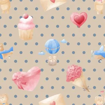 Seamless repeating pattern with cute bears Illustrazione stock