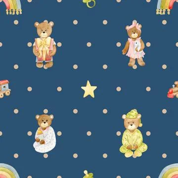 Seamless repeating pattern with cute bears Stock Illustration