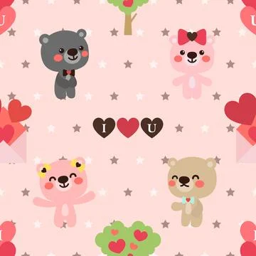 Seamless repeating pattern with cute bears Stock Illustration