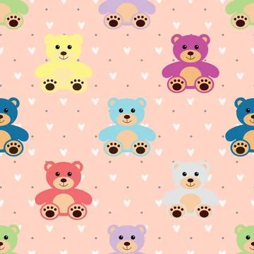 Seamless repeating pattern with cute bears Stock Illustration