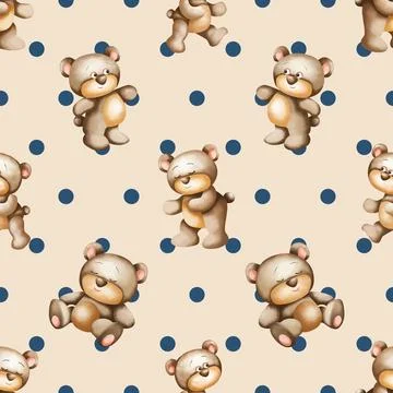 Seamless repeating pattern with cute bears Stock Illustration