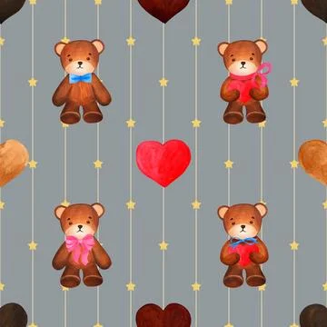 Seamless repeating pattern with cute bears Stock Illustration