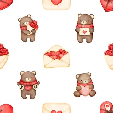 Seamless repeating pattern with cute bears Stock Illustration
