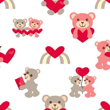 Seamless repeating pattern with cute bears Illustrazione stock