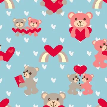 Seamless repeating pattern with cute bears Stock Illustration