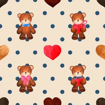 Seamless repeating pattern with cute bears Illustrazione stock