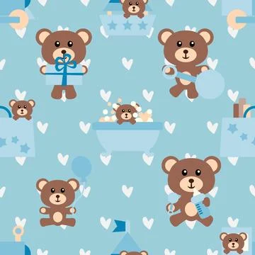 Seamless repeating pattern with cute bears Stock Illustration