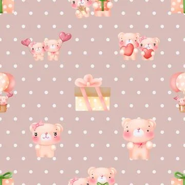 Seamless repeating pattern with cute bears Stock Illustration