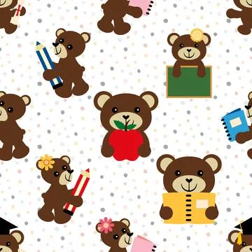 Seamless repeating pattern with cute bears Stock Illustration