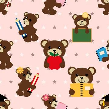 Seamless repeating pattern with cute bears Illustrazione stock