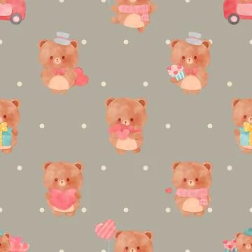 Seamless repeating pattern with cute bears Stock Illustration
